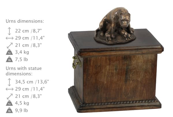 American Staffordshire terrier, Amstaff, Amstaf II - urna för hundaska, urna med statyett, elegant urna i klassisk stil av Art-Dog