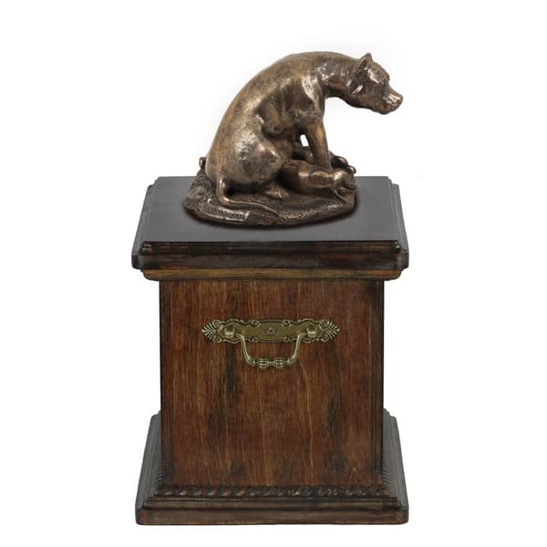 American Staffordshire terrier, Amstaff, Amstaf II - urna för hundaska, urna med statyett, elegant urna i klassisk stil av Art-Dog