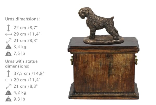 Russian Black Terrier - urna för hundaska, urna med statyett, elegant urna i klassisk stil av Art-Dog