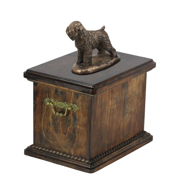 Russian Black Terrier - urna för hundaska, urna med statyett, elegant urna i klassisk stil av Art-Dog