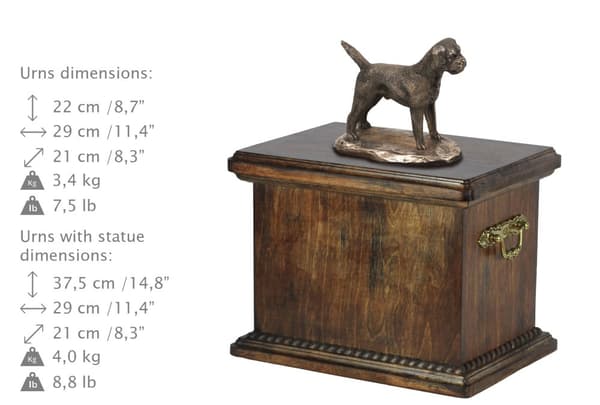 Border Terrier - urna för hundaska, urna med statyett, elegant urna i klassisk stil av Art-Dog