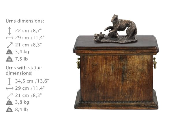 Ryska Borzoi, Borzoi, Barzoi - urna för hundaska, urna med statyett, elegant urna i klassisk stil av Art-Dog