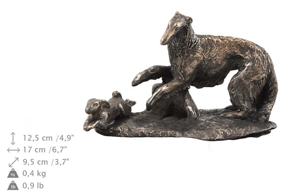 Ryska Borzoi, Borzoi, Barzoi - urna för hundaska, urna med statyett, elegant urna i klassisk stil av Art-Dog