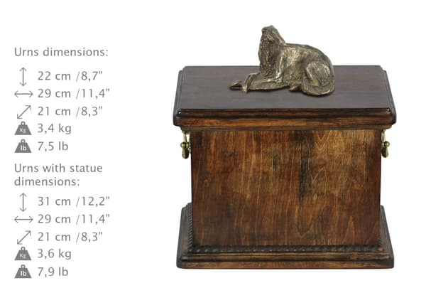 Ryska Borzoi, Borzoi, Barzoi I - urna för hundaska, urna med statyett, elegant urna i klassisk stil av Art-Dog