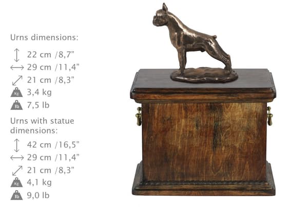 Boxer, Boxer I - urne til hundeaske, urne med statuette, elegant urne i klassisk stil af Art-Dog
