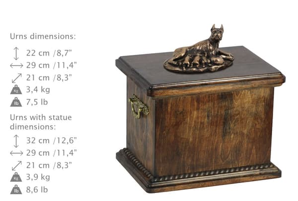 Boxer, Boxer II - urne til hundeaske, urne med statuette, elegant urne i klassisk stil af Art-Dog
