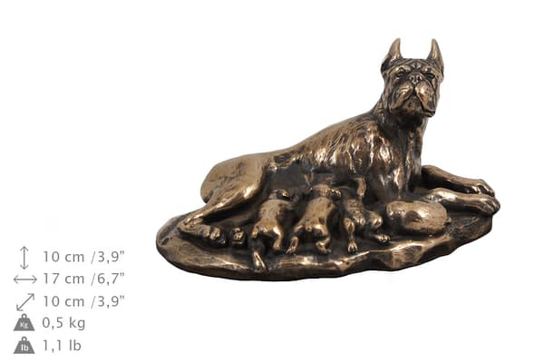 Boxer, Boxer II - urne til hundeaske, urne med statuette, elegant urne i klassisk stil af Art-Dog