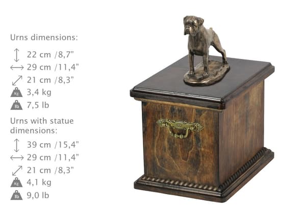 Boxer, Boxer III - urne til hundeaske, urne med statuette, elegant urne i klassisk stil af Art-Dog