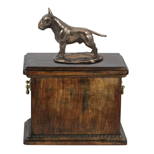 Bull terrier, Bull Terrier - urna för hundaska, urna med statyett, elegant urna i klassisk stil av Art-Dog