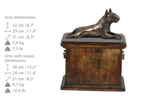 Bull Terrier, Bull Terrier I - urna för hundaska, urna med statyett, elegant urna i klassisk stil av Art-Dog