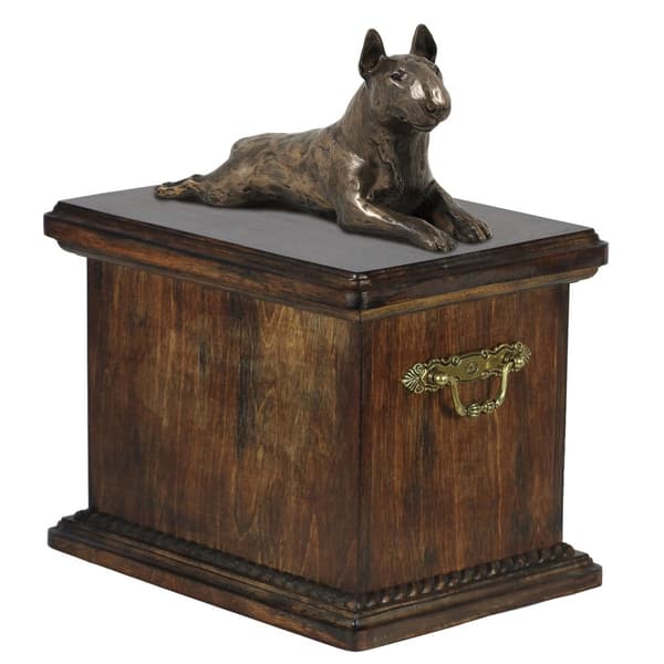 Bull Terrier, Bull Terrier I - urna för hundaska, urna med statyett, elegant urna i klassisk stil av Art-Dog
