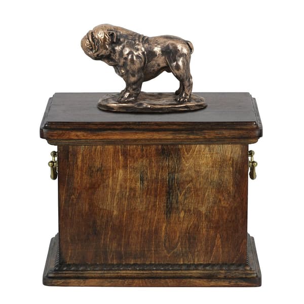 Bulldog - urna för hundaska, urna med statyett, elegant urna i klassisk stil av Art-Dog