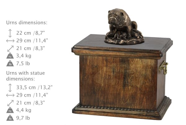 Bulldog I - urna för hundaska, urna med statyett, elegant urna i klassisk stil av Art-Dog
