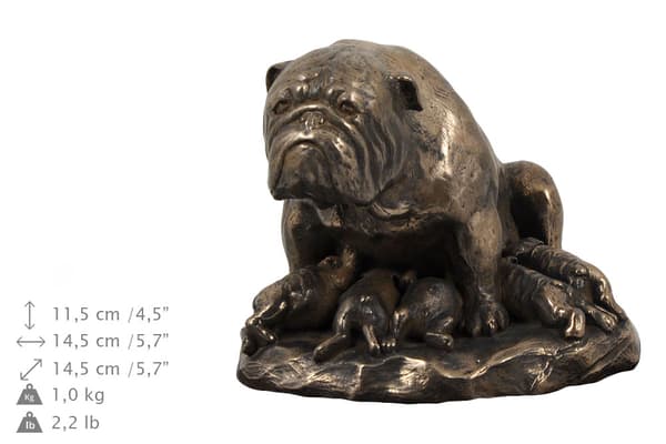 Bulldog I - urna för hundaska, urna med statyett, elegant urna i klassisk stil av Art-Dog