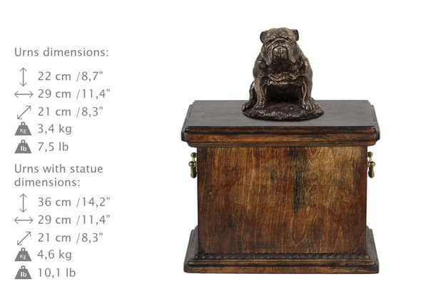 Bulldog II - urna för hundaska, urna med statyett, elegant urna i klassisk stil av Art-Dog