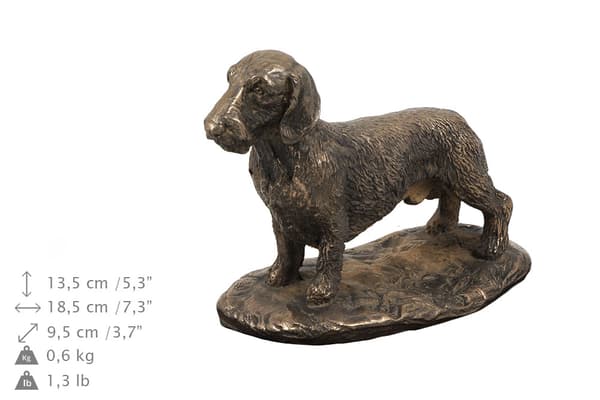 Stålhårig tax - urna för hundaska, urna med statyett, elegant urna i klassisk stil av Art-Dog