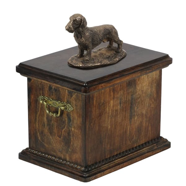 Stålhårig tax - urna för hundaska, urna med statyett, elegant urna i klassisk stil av Art-Dog