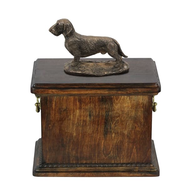 Stålhårig tax - urna för hundaska, urna med statyett, elegant urna i klassisk stil av Art-Dog