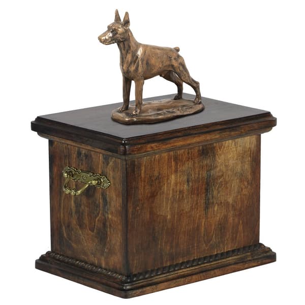 Doberman, Dobermann I - urna för hundaska, urna med statyett, elegant urna i klassisk stil av Art-Dog
