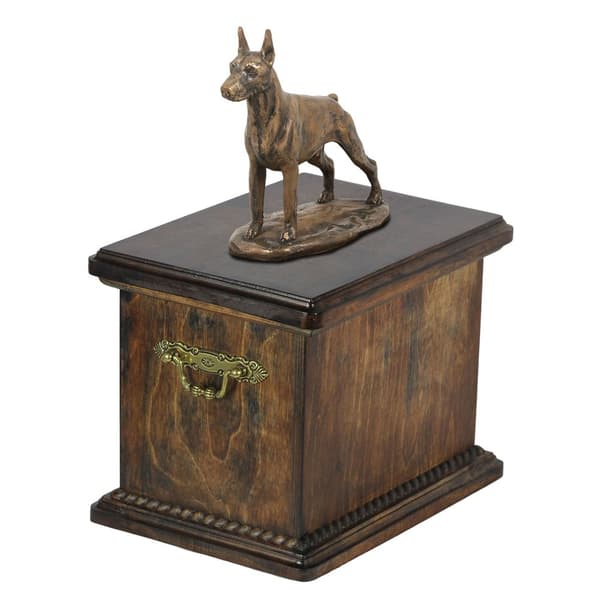 Doberman, Dobermann I - urna för hundaska, urna med statyett, elegant urna i klassisk stil av Art-Dog