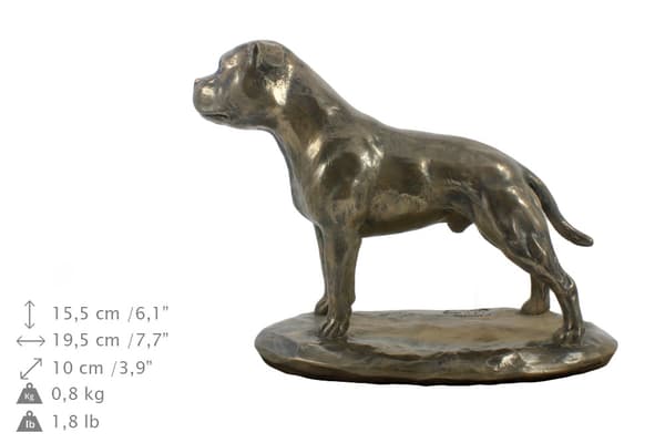 Staffordshire Bull Terrier, Staffik, Staffi III - urna för hundaska, urna med statyett, elegant urna i klassisk stil av Art-Dog