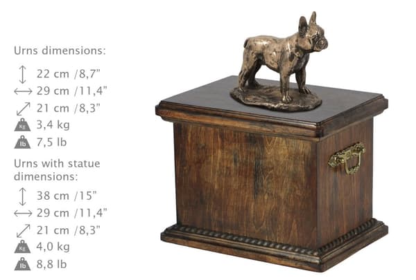 Fransk bulldog - urna för hundaska, urna med statyett, elegant urna i klassisk stil av Art-Dog