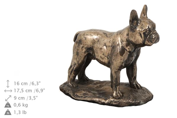 Fransk bulldog - urna för hundaska, urna med statyett, elegant urna i klassisk stil av Art-Dog