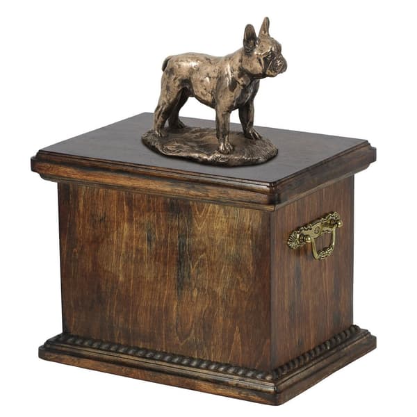 Fransk bulldog - urna för hundaska, urna med statyett, elegant urna i klassisk stil av Art-Dog