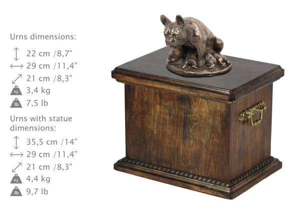 Fransk bulldog I - urna för hundaska, urna med statyett, elegant urna i klassisk stil av Art-Dog