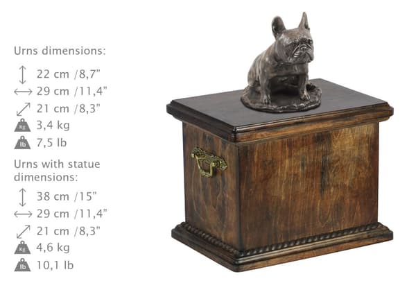French Bulldog II - urna för hundaska, urna med statyett, elegant urna i klassisk stil av Art-Dog