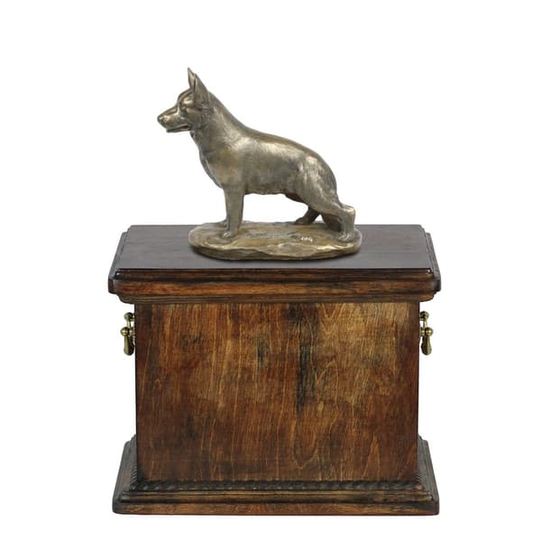 Schäfer, Alsace - urna för hundaska, urna med statyett, elegant urna i klassisk stil av Art-Dog