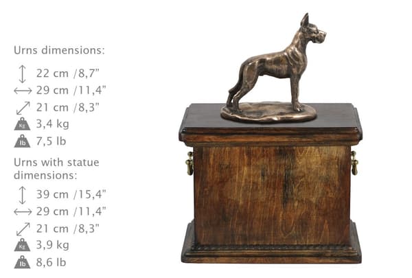 Great Dane I - urna för hundaska, urna med statyett, elegant urna i klassisk stil av Art-Dog