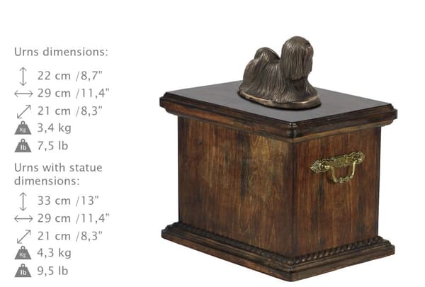 Lhasa Apso - urna för hundaska, urna med statyett, elegant urna i klassisk stil av Art-Dog