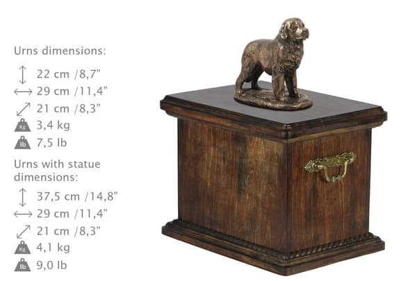 Newfoundland, Newfoundland, Wodołaz - urna för hundaska, urna med statyett, elegant urna i klassisk stil av Art-Dog