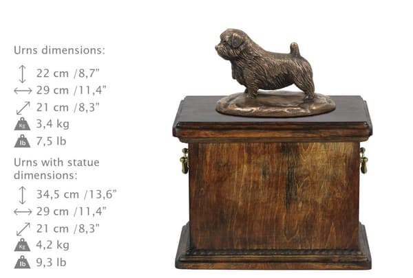 Norfolk Terrier - urna för hundaska, urna med statyett, elegant urna i klassisk stil av Art-Dog