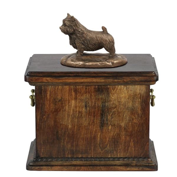 Norwich Terrier - urna för hundaska, urna med statyett, elegant urna i klassisk stil av Art-Dog