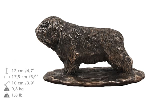 Polish Lowland Sheepdog, PON - urna för hundaska, urna med statyett, elegant urna i klassisk stil av Art-Dog