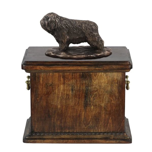 Polish Lowland Sheepdog, PON - urna för hundaska, urna med statyett, elegant urna i klassisk stil av Art-Dog