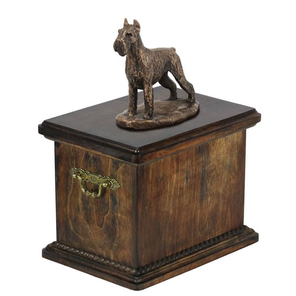 Schnauzer, Schnauzer - urna för hundaska, urna med statyett, elegant urna i klassisk stil av Art-Dog