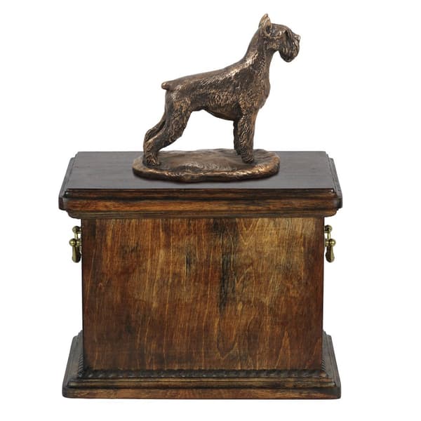 Schnauzer, Schnauzer - urna för hundaska, urna med statyett, elegant urna i klassisk stil av Art-Dog