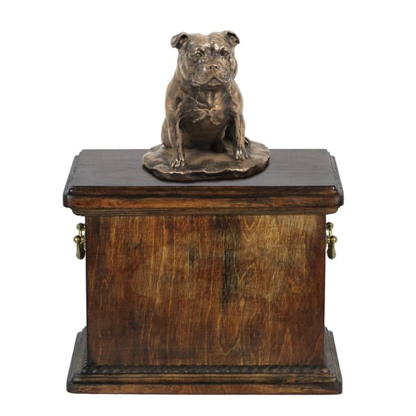 Staffordshire Bull Terrier, Staffik, Staffi - urna för hundaska, urna med statyett, elegant urna i klassisk stil av Art-Dog