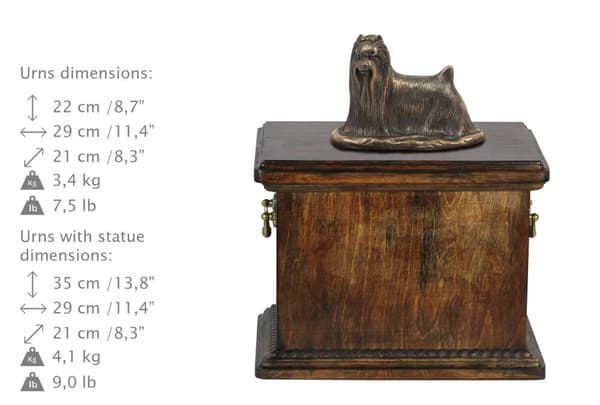 Yorkshire Terrier, York, York, Yorkie - urna för hundaska, urna med statyett, elegant urna i klassisk stil av Art-Dog