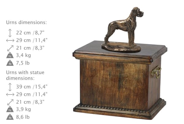 Great Dane II - urna för hundaska, urna med statyett, elegant urna i klassisk stil av Art-Dog