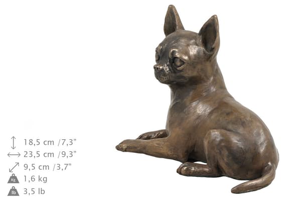 Korthårig Chihuahua - urna för hundaska, urna med statyett, elegant urna i klassisk stil av Art-Dog