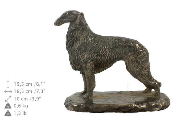 Russian Greyhound Borzoi, Borzoi, Barzoi IV - urna för hundaska, urna med statyett, elegant urna i klassisk stil av Art-Dog