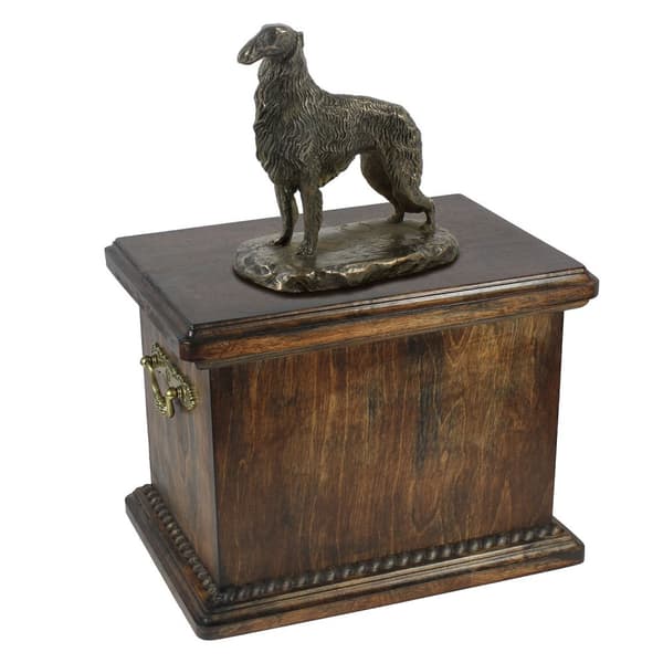 Russian Greyhound Borzoi, Borzoi, Barzoi IV - urna för hundaska, urna med statyett, elegant urna i klassisk stil av Art-Dog