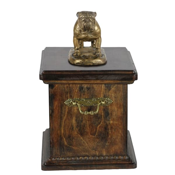 Engelsk bulldog, Bulldog - urna för hundaska, urna med statyett, elegant urna i klassisk stil av Art-Dog