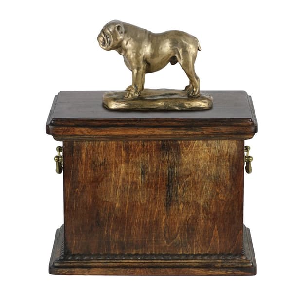 Engelsk bulldog, Bulldog - urna för hundaska, urna med statyett, elegant urna i klassisk stil av Art-Dog