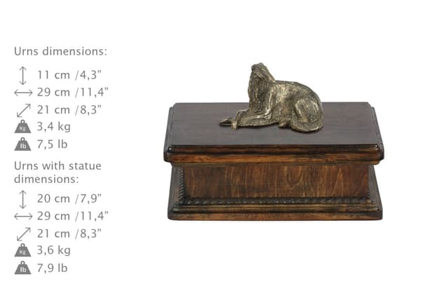 Venäläinen Borzoi, Borzoi, Barzoi I - uurna koiran tuhkalle, klassinen uurna veistoksella, tyylikäs uurna koiralla by Art-Dog