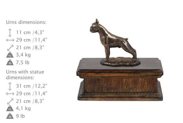 Boxer, Boxer I - urna för hundaska, klassisk urna med statyett, elegant urna med hund av Art-Dog